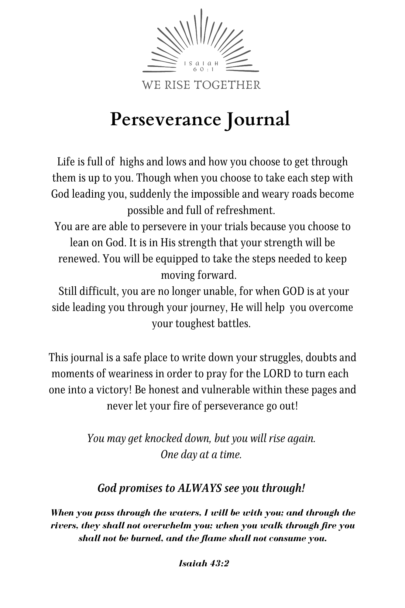Perseverance Journal